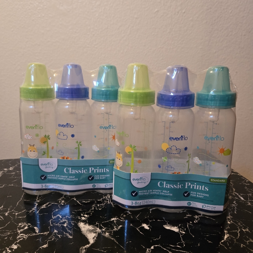 🍒🍒 (6) Evenflo Classic Prints Baby Bottles Set